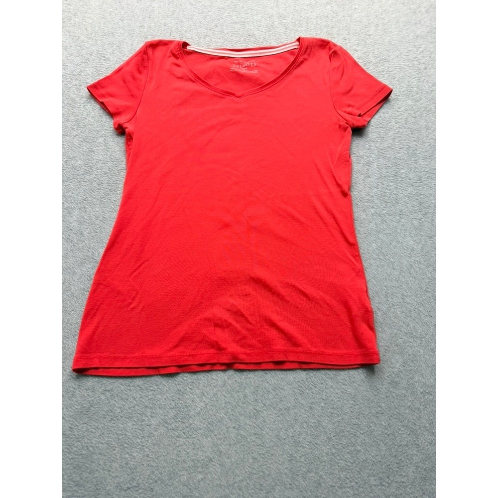Talbots Tee Womens Petite P Red V-Neck Short Sleeve 100% Pima Cotton T-Shirt